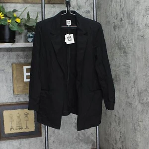 anne Klein Collection Compression Notch Collar Blazer Jacket Asphalt Black L - Picture 1 of 6