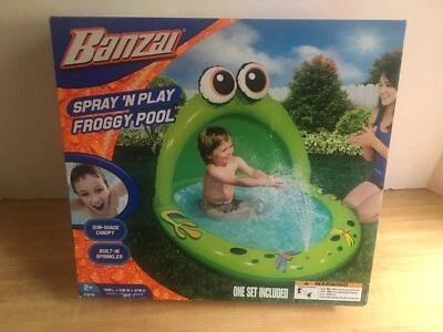 Spray ‘N Play Child’s Froggy Pool by Banzai with Built In Sprinkler - NEW - Image 1 of 4