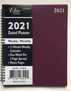 2021 Weekly/Monthly Planner Organizer Agenda Appointment Calendar Spiral 8x10 - Picture 1 of 8