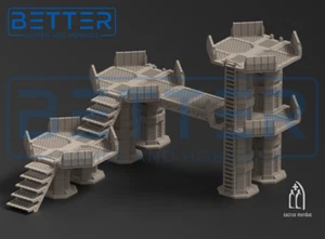 Triple Platforms, Kyhlden - Hive City Docks, (28mm Scale) 3d printed Terrain. - Picture 1 of 2