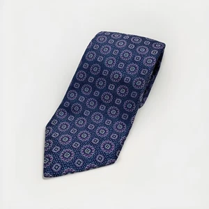 Corbata David Donahue Para Hombre Talla Única Azul Púrpura Seda Geométrica Medallón Hecha en EE. UU. - Imagen 1 de 5