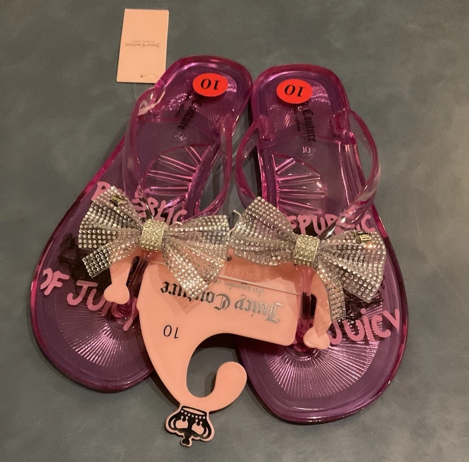 Chanclas Juicy Couture rosa de gelatina arcos brillantes para mujer talla 10M nuevas con etiquetas Foto 1 de 4