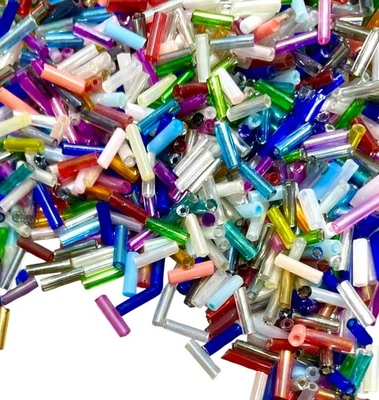 1500+ Bugle Glass 4mm to 7mm Multicolour Tube Glass Seed Beads - Image 1 of 4