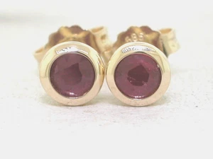 Pendientes Rubí Oro Amarillo 585 Oro 14Kt 2 Rubíes Facetados Naturales Pendientes - Imagen 1 de 4