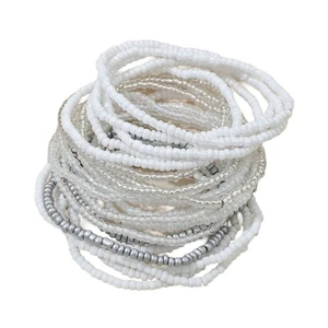 Chic White Beaded Bracelet Collection Beach Party Fashion Hand Wear Decoration - Picture 1 of 8