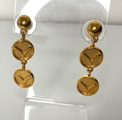 Pendientes colgantes vintage Monet Chevron tono dorado 270 Foto 1 de 3