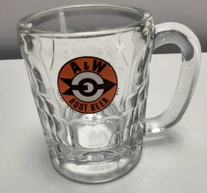 Vintage A&W Root Bier Glas Becher 4" schwer dick Klarglas Logo Stein Tasse - Bild 1 von 7