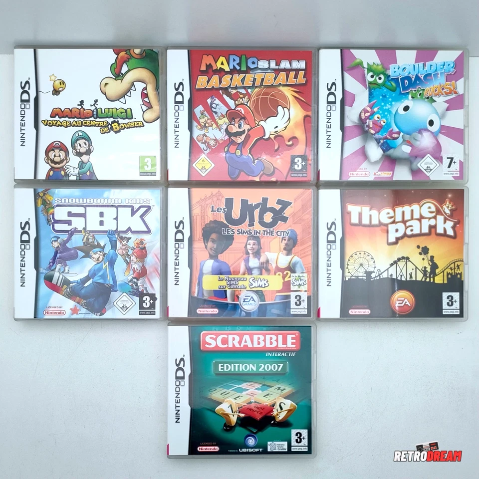 7 BOITES + NOTICES SANS JEUX / NINTENDO DS (SBK, URBZ, MARIO) TRES BON ETAT - Photo 1/4