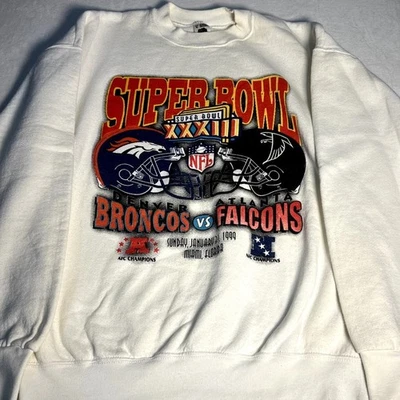Moletom Vintage 1999 Superbowl Denver Broncos vs Atlanta Falcons Tamanho XL - Imagem 1 de 4