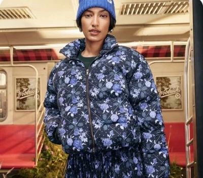 Chaqueta acolchada floral azul Woolrich X Target talla S nueva con etiquetas Foto 1 de 4