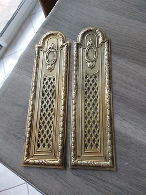 2 Plaques  anciennes De Propreté pour porte en laiton doré  - Photo 1/2