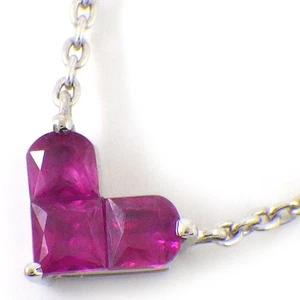 JOYERÍA ESTRELLA Collar Corazón Misterioso 3 Puntos Corte Princesa Rubí Oro Blanco 750 - Imagen 1 de 8