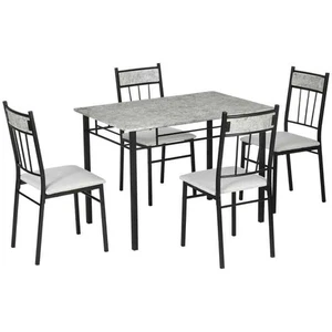 Marble Effect Dining Table with 4 Chairs 1070mm Grey - Picture 1 of 3