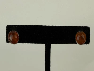 De colección Aretes de Plata de Ley Ovalados Ámbar 925 Delicados Foto 1 de 4