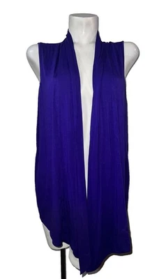 Chico's Jacket Sz L (2) Purple Sleeveless Lightweight Open Drape Vest Slant Hem - Image 1 of 4
