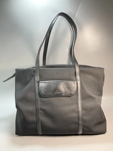 VTG DKNY Black Classic Nylon Zip Double Handle Large Shoulder Bag Tote Handbag - Picture 1 of 11