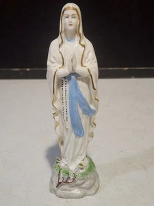 FIGURA DE LA VIRGEN MARÍA MADONNA REZANDO ESPADAS CRUZADAS AZULES MEISSEN - Imagen 1 de 8