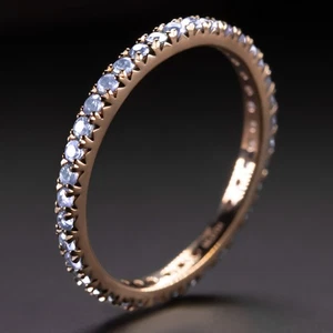 TANZANITE 14K ROSE GOLD ETERNITY RING STACKING WEDDING BAND NATURAL Size 6 - Picture 1 of 3