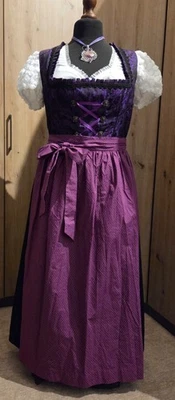 🎁Country Line Trachten Dirndl Kleid violett schwarz 50 wunderschön TOPZustand - Bild 1 von 4