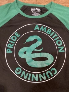 Youth XL Harry Potter Slytherin Motto Long Sleeve Tshirt Pride Ambition Cunning - Picture 1 of 6
