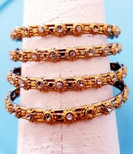Vintage Gold Plated Bangles.V.GOOD CONDITION, Set of 4, M Size Diameter 6.2 cm - Picture 1 of 4
