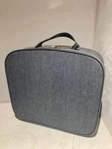 Vanity case denim retrò vintage anni 60 o 70 realizzato da stivali piccola custodia da viaggio - Foto 1 di 12