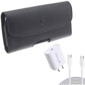 For Samsung Galaxy S24 - Case Belt Clip w 18W PD Home Charger Leather Holster - Afbeelding 1 van 12