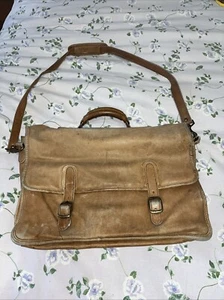 Genuine Tan Leather Made In Columbia Briefcase Shoulder Strap. Laptop Bag. - Picture 1 of 5
