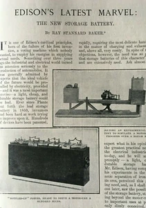 Thomas Edison Invention Electric Motor Car Storage Battery Rare Old 1902 Mallory - Picture 1 of 4