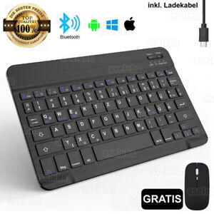 Bluetooth Tastatur Mini Kabellos Keyboard inkl. Maus für PC Handy Tablet Tragbar