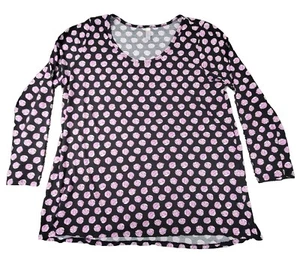 LuLaRoe Shirt Womens 3XL Black Pink Top Long Sleeve Round Neck Geometric Blouse - Picture 1 of 9