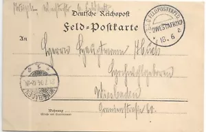 1904 Feldpost Expeditionary Force, German South West Africa to Wiesbaden (HS1458 - Picture 1 of 2