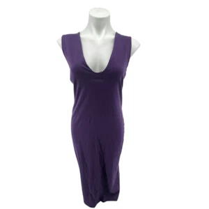 Boohoo Purple V-Neck Sleeveless Fitted Stretch Cotton Midi Dress Size 10, NWT - Picture 1 of 12