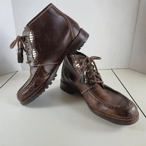 Cole Haan Mujer 7.5M Marrón Cuero Botas Tobillo Con Cordones Con Borla F8256 - Imagen 1 de 11