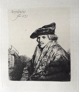 REMBRANDT ETCHING - AMAND DURAND - YOUNG MAN IN A VELVET CAP (Ferdinand Bol) - Picture 1 of 7