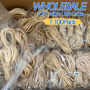 Bulk Lot Braided Micro USB Fast Charger Data Cable Cord For Samsung Android 10FT - Picture 1 of 10