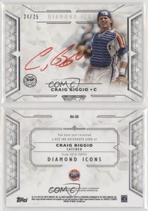 2018 Topps Diamond Icons Red Ink Auto /25 Craig Biggio #RIA-CBI Auto HOF