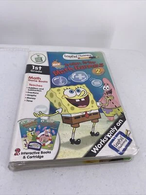 Leap Pad Plus Writing Nick Brainy Briny Math Games SpongeBob 2 Books - Image 1 of 4