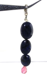 23.00 CARAT REAL BLUE SAPPHIRE OVAL SHAPE & PINK DROP SHAPE TOURMALINE CHARM - Picture 1 of 6