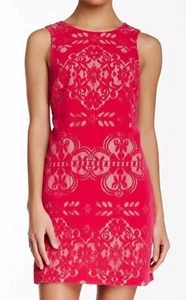 Cynthia Steffe Pink Lace Overlay Dress, Shift Dress Size 0 - Picture 1 of 13