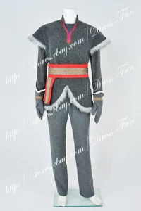 The Snow Queen Kristoff Cosplay Costume Halloween Adult Uniform Gray - Picture 1 of 9