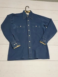 NOS Camicia Vintage Anni 60 70 Freccia Doppio Poliestere Navy Disco Retrò Media Uomo 15,5 - Foto 1 di 7