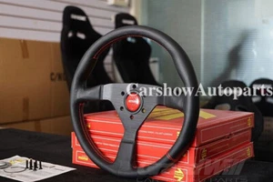 MOMO MonteCarlo 350mm 14' Genuine Leather Thickened Spoke Sport Steering Wheel - Picture 1 of 12