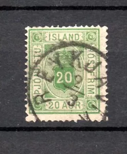 Island 1876 alt 20 Aur. Dienstmarke (Michel D 7 A) gebraucht - Bild 1 von 2