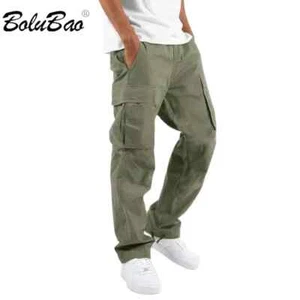 2024 Outdoor Casual Pants For Men Solid Color Large Pocket Slim Cargo - Picture 1 of 18