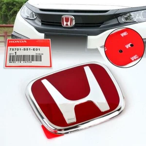 LOGO FRONT GRILLE PLATE FRAME TYPE FOR HONDA CR-V RED HONDA RED EMBLEM - Picture 1 of 7