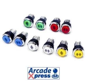 Boton Arcade LED Cromado iluminado Pulsador Player One Two Pushbutton Bartop DIY - Imagen 1 de 7