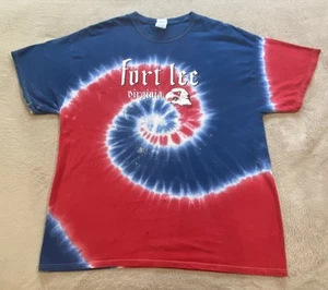 Vintage Fort Lee Virginia Tshirt Tye Dye Red Blue Graphic Gildan Mens XL Swirl - Picture 1 of 7