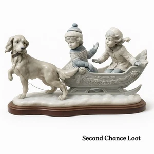 Excepcional Estatuilla Grande Lladro 5037 "SLEIGH RIDE", Con Caja y Base, Retirada - Imagen 1 de 8