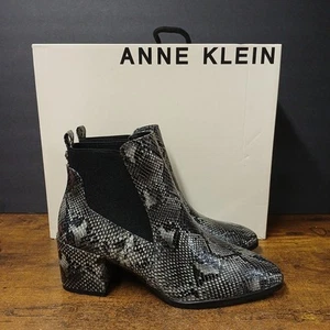 Anne Klein Womens Parson Black / White Reptile Ankle Boots Shoes, Size 6 Medium - Picture 1 of 8